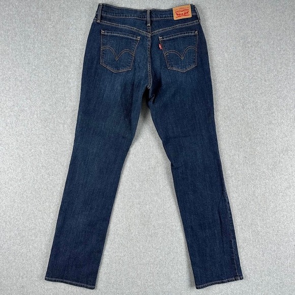 Levi 505 Straight Jeans Dark Wash Womens 4 Whiskering Cowboy Western Rodeo - Picture 7 of 9